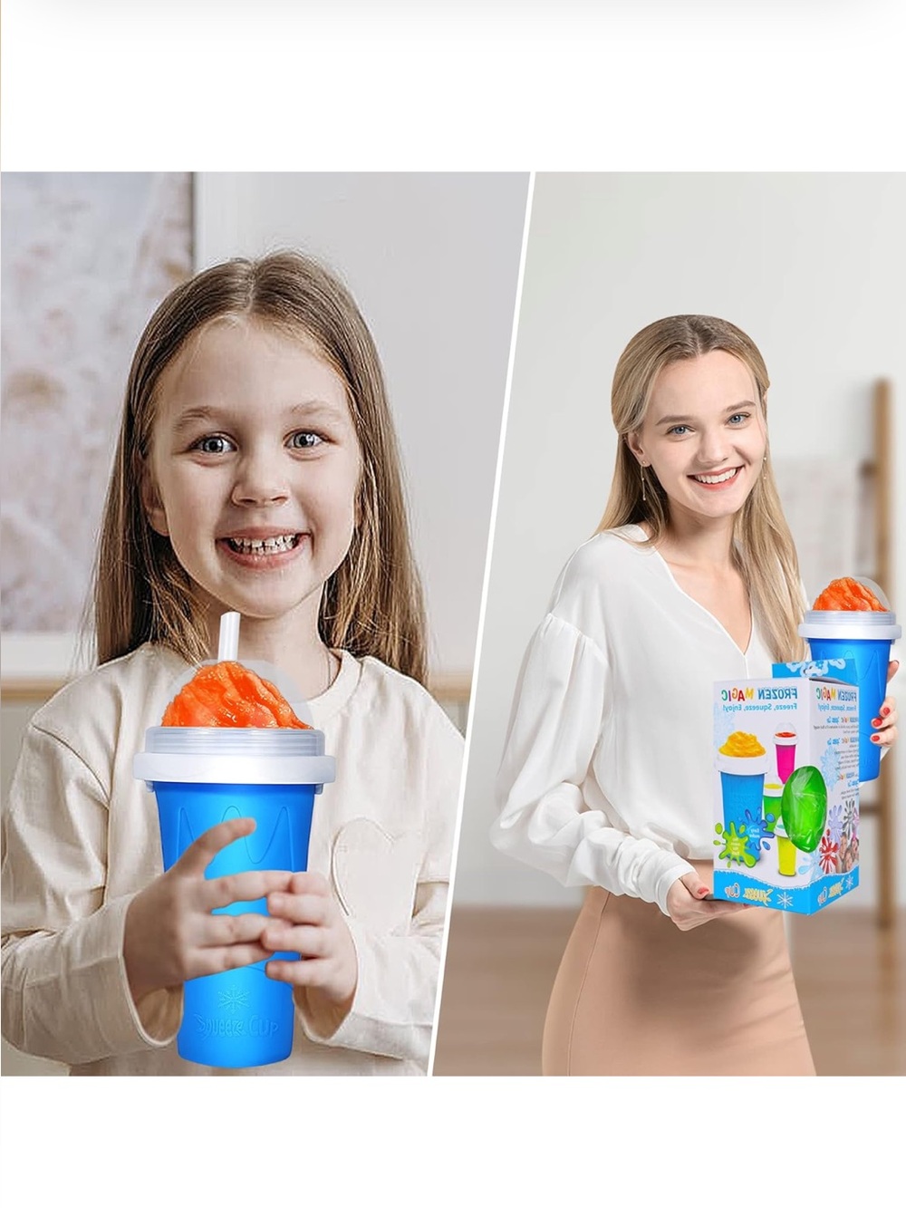 Color Land Slushy Cup, TIK TOK Slushie Maker Cup Frozen Magic Squeeze Cup Blue - Picture 6 of 13